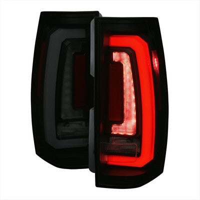 2007-14 Chevrolet Tahoe Suburban GMC Yukon And Yukon Denali Led Taillight Matte Black Housing And Smoked Lens - Red Light Bar Sequential Turn Signal Breathing Light Effect