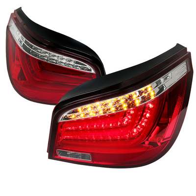 2004-07 Bmw E60 5 Series Red Clear Led Tail Lights