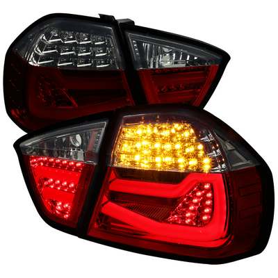 2006-08 Bmw E90 3 Series Led Tail Lights-Red Smoke
