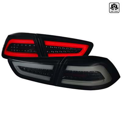 2008-17 Mitsubishi Lancer Evo X Led Tail Lights- Glossy Black With Smoke Lens