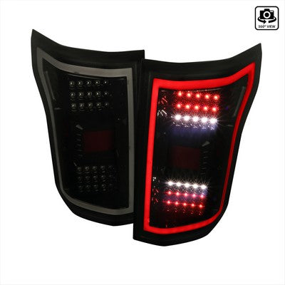 2018-20 F150 black LED tails, smoked lens (Fits truck w/o OE LED Taillights)