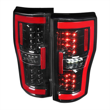 2017-19 Ford Superduty F350 Full Led Tail Light Glossy Black Housing And Clear Lens - Factory Halogen Bulb Models Only