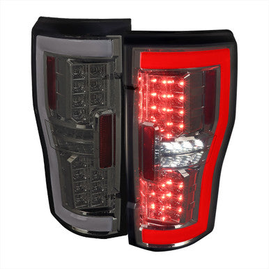 2017-19 Ford Superduty F350 Full Led Tail Light Chrome Housing And Smoked Lens - Fits Factory Halogen Bulbs Type Taillight Models Only (Does Not Fit Factory Led Type Taillight Models)