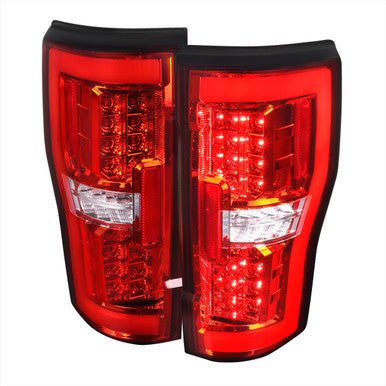 2017-19 Ford Superduty F350 Full Led Tail Light Chrome Housing And Red Lens - Fits Factory Halogen Bulbs Type Taillight Models Only (Does Not Fit Factory Led Type Taillight Models)