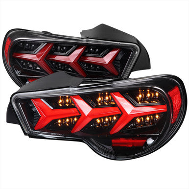 2012-16 Scion Frs Subaru Brz Lambo Style Sequential Led Tail Light With Glossy Black Housing And Clear Lens