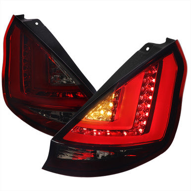 2014-19 Ford Fiesta Led Tail Lights Chrome Housing Red Smoked Lens