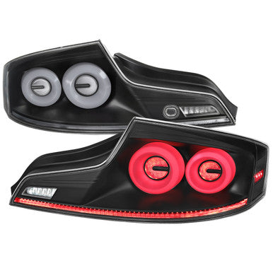 2003-07 Infiniti G35 Coupe Led Tail Lights Matte Black Housing Clear Lens White Led Bar Sequential Turn Signal With Breathing Light Effect