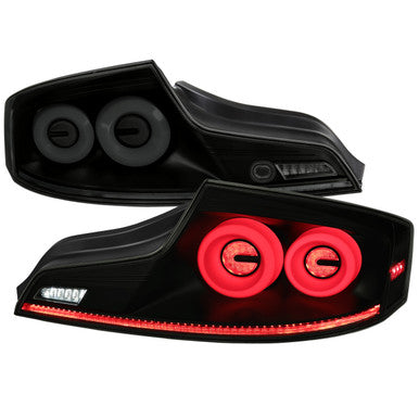 2003-07 Infiniti G35 Coupe Led Tail Lights Matte Black Housing Smoked Lens White Led Bar Sequential Turn Signal With Breathing Light Effect