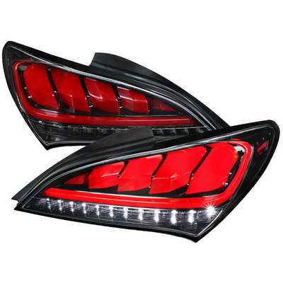2010-15 Hyundai Genesis 2Dr Led Tail Lights Glossy Black With Sequential