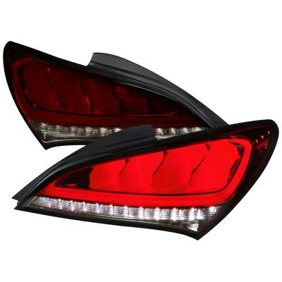 2010-15 Hyundai Genesis 2Dr Led Tail Lights Red Smoke With Sequential