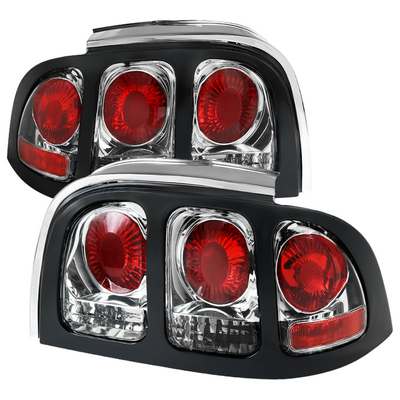 2015-22 Ford Mustang White Led Sequential Tail Light Full Glossy Black Housing Clear Lens - Us Spec Vehicles Only - Mustang Coupe And Convertible