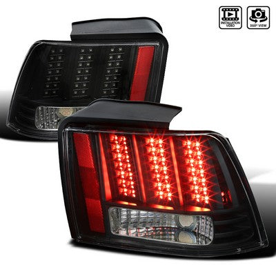 1999-04 Ford Mustang LED Sequential Black Clear Tail Lights
