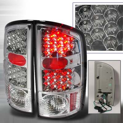 2002-05 Dodge Ram Tail Light With Glossy Black Housing And Clear Lens
