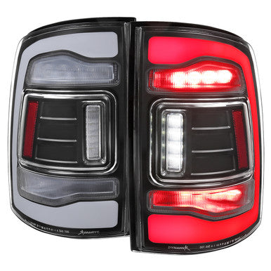 2013-18 Dodge Ram 1500 2500 3500 Led Tail Lights Black Housing Smoked Lens White Led With Sequential Turn Signal