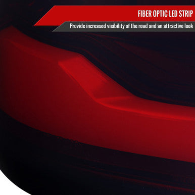 2019-23 Dodge Ram 1500 Full Led Tail Light With White Led Bar Glossy Black Housing Red Smoked Lens