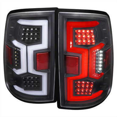 2019-22 Dodge Ram 2500 3500 Tail Light With Red Led Bar Glossy Black Housing And Clear Lens - Sequential Turn Signal - Does Not Fit Stock Led Tail Light Models