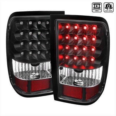 2006-11 Ford Ranger Led Tail Lights All Black Housing With Clear Lens