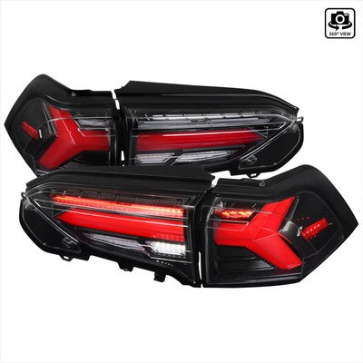 2019-21 Toyota Rav4 Led Tail Lights Sequential Turn Signal With Glossy Black Housing And Clear Lens - Red Led Bar