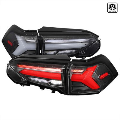 2019-21 Toyota Rav4 Led Tail Lights Sequential Turn Signal With Matte Black Housing And Clear Lens - White Led Bar