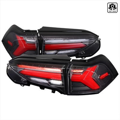 2019-21 Toyota Rav4 Led Tail Lights Sequential Turn Signal With Matte Black Housing And Clear Lens - Red Led Bar