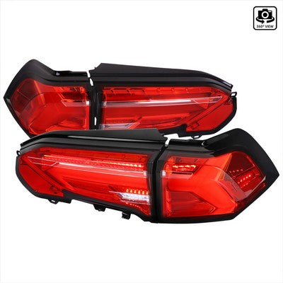 2019-21 Toyota Rav4 Led Tail Lights Sequential Turn Signal With Chrome Housing And Red Lens - Red Led Bar