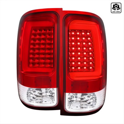 2007-13 GMC Sierra 1500 / 1500Hd /2500Hd / 3500Hd Led C-Bar Tail Light With Red Lens And Chrome Housing