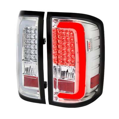 2014-18 Sierra 1500 2015-19 2500/3500 LED Taillights, Chrome housing, Clear lens