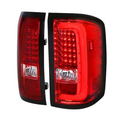 2014-18 Sierra 1500 2015-19 2500/3500 LED Taillights, Chrome housing, Red lens