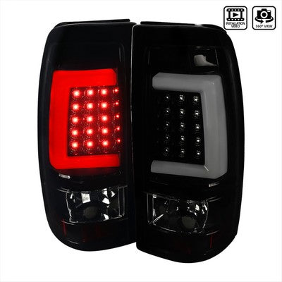 2003-07 Chevrolet Silverado Led Bar Tail Lights- Glossy Black