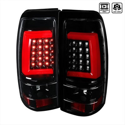 2003-07 Chevrolet Silverado Led Bar Tail Lights- Glossy Black