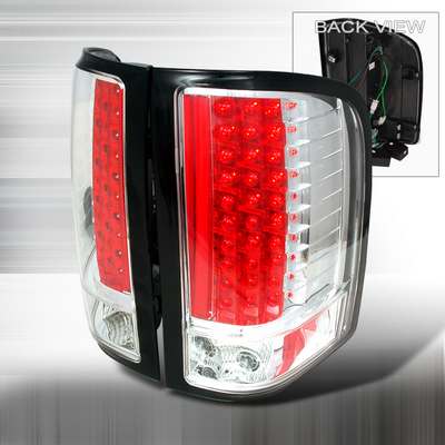 2007-13 Chevrolet Silverado 1500 Led Light Bar Tail Lights Glossy Black Housing And Clear Lens