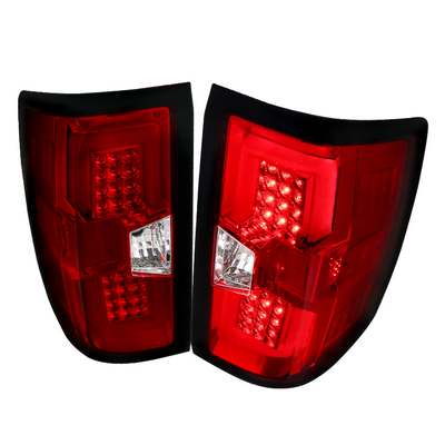 2014-18 Silverado Red Rear Brake LED Tail Lights w LED Light Bar Pair