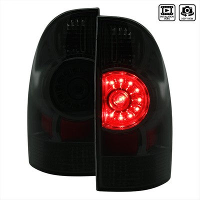 2005-15 Toyota Tacoma Led Tailights With Chrome Housing And Dark Smoked Lens