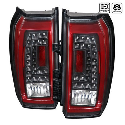 2015-18 Tahoe Led Tail Lights- Black Housing- Clear Lens With Red Light Bar