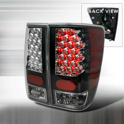 2004-15 Nissan Titan Led Light Bar Tail Lights Matte Black Housing And Clear Lens - White Led Bar