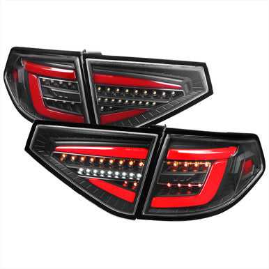2008-11 Subaru Impreza 2.5L Hatchback Tail Lights Matte Black Housing And Clear Lens - Sequential Signal Full Led Taillight With White Light Bar (Also Fit 08-14 Subaru Impreza Wrx 2.5 L Hatchback)