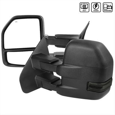 2004-06 F150 Towing Mirrors Black Texture- Smoke Signal- Power Heated