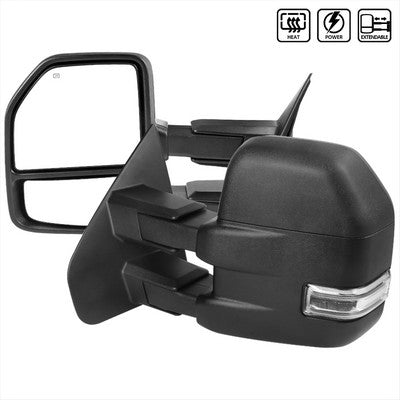 2007-14 F150 Towing Mirrors Black Texture- Clear Signal- Power Heated