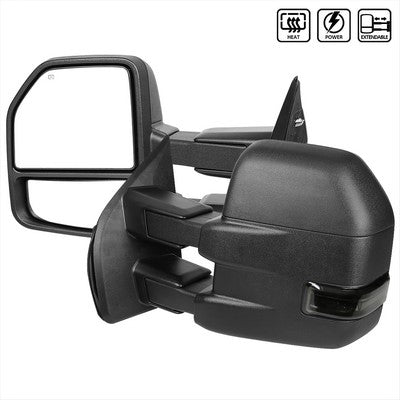 2015-17 F150 Towing Mirrors-Black Texture Smoke Signal
