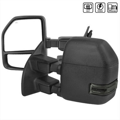 1999-16 Ford Superduty Super Duty Towing Mirrors Black- Smoke Signal- Power Heated