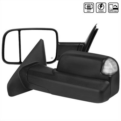 2002-08 Ram Towing Mirrors Black- Clear Signal Power Heated