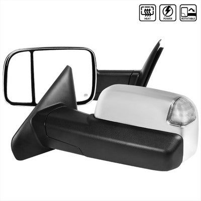 2002-08 Ram Towing Mirrors Chrome- Clear Signal- Power Heated
