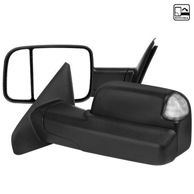 2002-08 Dodge Ram Towing Mirror - Clear Signal Lens - Black Finish