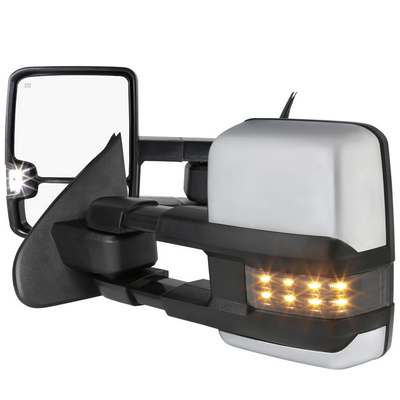 2014-18 Chevrolet Silverado Towing Mirror Chrome Cvr Power Heated Smk Led