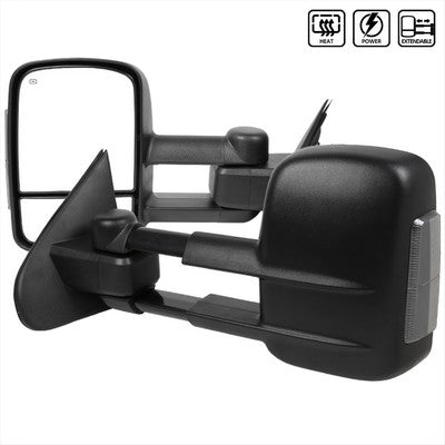 2014-18 Chevrolet Silverado 1500 Towing Mirrors Black - Power - Fits 1500- Signal, Heated,