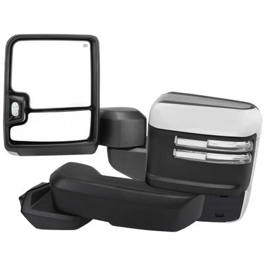 2019-21 Chevrolet Silverado 1500 1500 Power Heated Towing Mirror Chrome With Clear Turn Signal - Temperture Sensor, Puddle Lamp, Reverse Lamp