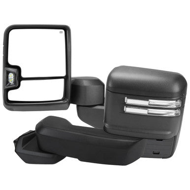 2019-21 Chevrolet Silverado 1500 1500 Power Heated Towing Mirror Matte Black With Smoked Turn Signal - Temperture Sensor, Puddle Lamp, Reverse Lamp
