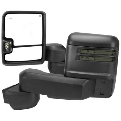 2020-21 Chevrolet Silverado 1500 2500 3500 Power Heated Towing Mirror Matte Black With Smoked Turn Signal - Puddle Lamp, Blind Spot Monitor, Reverse Lamp, Temperature Sensor