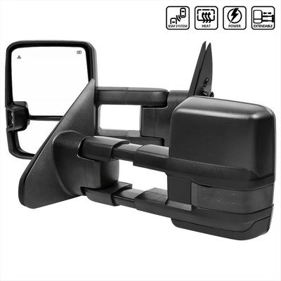 2007-17 Toyota Tundra Towing Mirrors Black- Power Heated Led Black