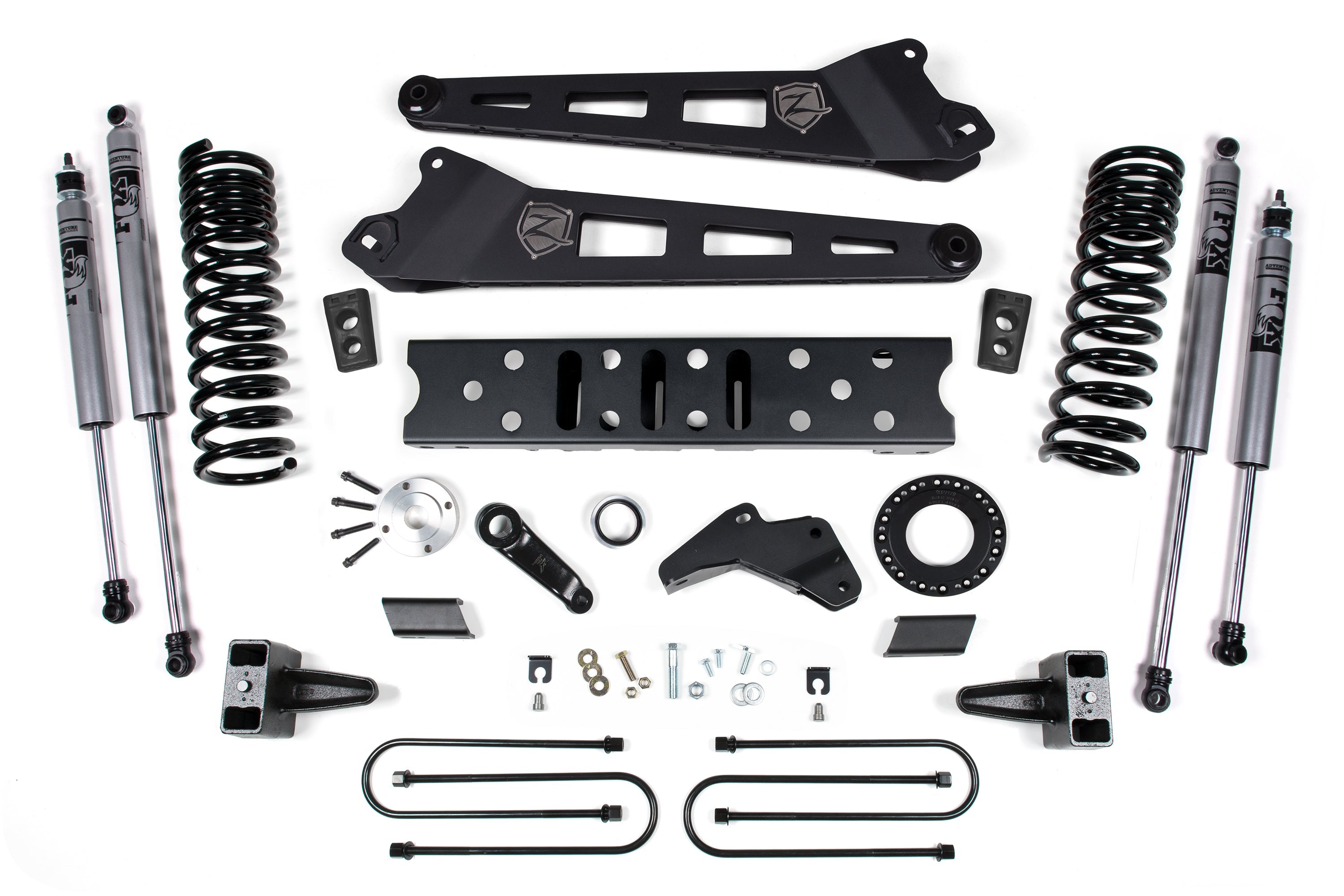 2019-22 Ram 3500 5.5 inch Radius Arm - 5 inch Rear Block w/o overload - Gas - 6-Bolt T-Case - FOX: Shocks